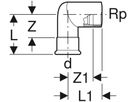 Mapress Therm Übergangswinkel 90° - mit Innengewinde