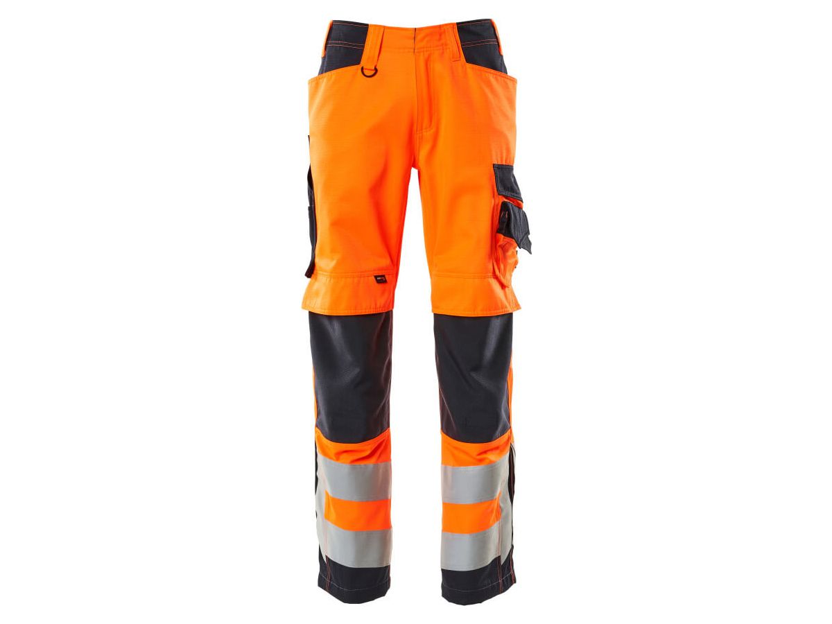 Hose mit Knietaschen Gr. 82C58 (Kl. 2) - hi-vis orange/schwarzblau 70% PES/30% CO