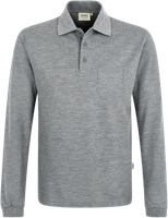 Longsl.-Pocket-Polosh. Top 2XL grau mel. - 60% Polyester, 40% Baumwolle, 200 g/m²