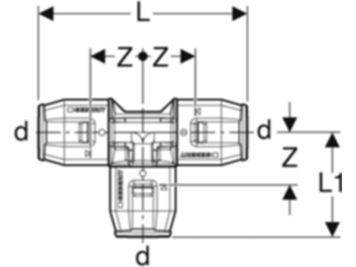 PushFit T-Stück 90° egal, 16