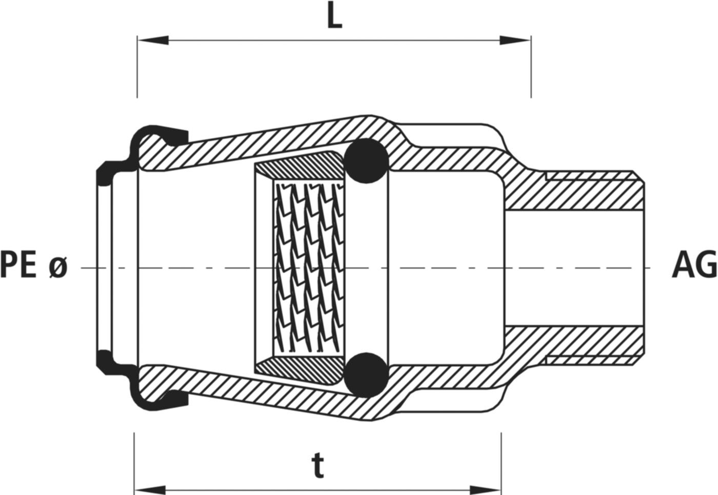 Steckfitting Hawle mit Aussengewinde - reduziert