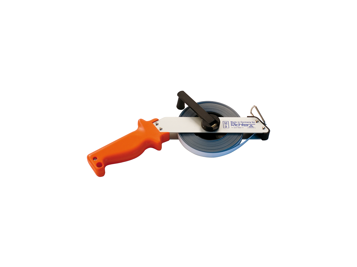 Rollbandmass Stahl 50 m, weiss lackiert - 7212-ER, eins. cm Teilung, Breite 12 mm