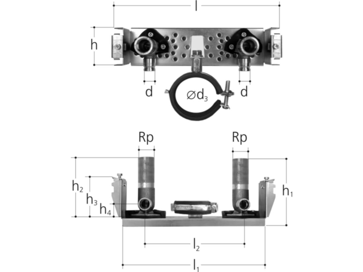 iFIT Armaturenplatte für GIS Profil - 1/2" m.Anschl.iFIT 16/20,RS Dm 50-57