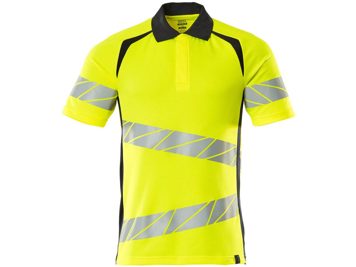 Polo-Shirt fluoreszierend, Gr. XL ONE - hi-vis gelb/schwarzblau