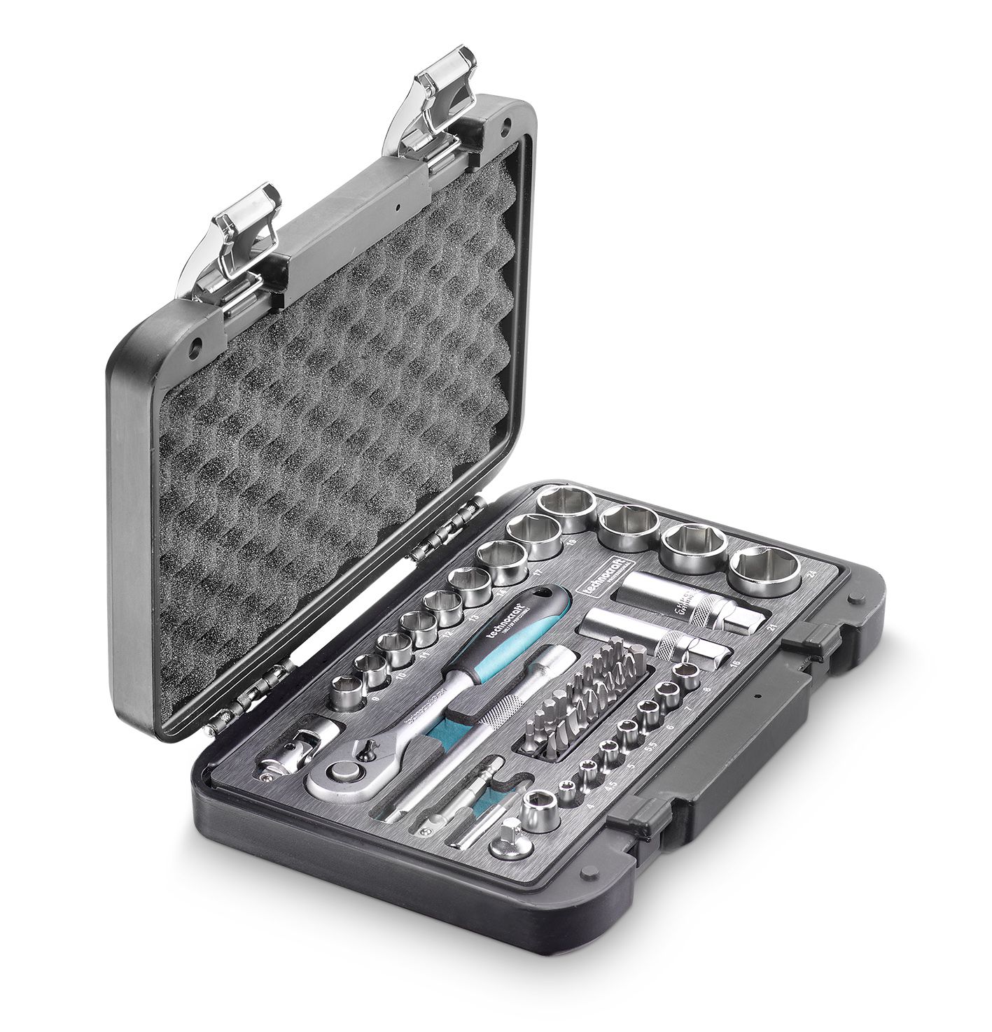 Steckschlüsselsatz, 1/4"+3/8", 48-tlg. - Kunststoff-Koffer,"technocraft Prof.