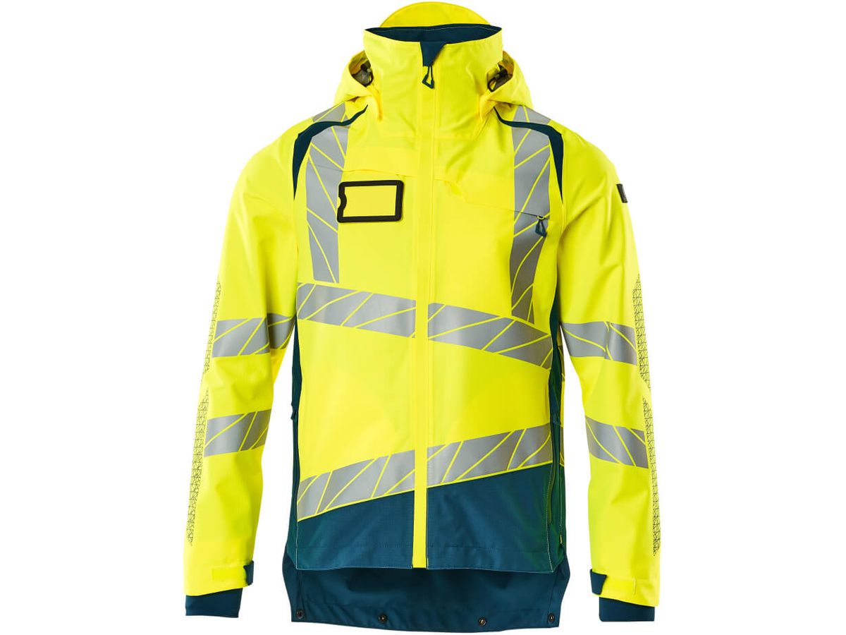 Hard Shell Jacke leichtes Futter Gr. L - hi-vis gelb/dunkelpetroleum, 100% PES