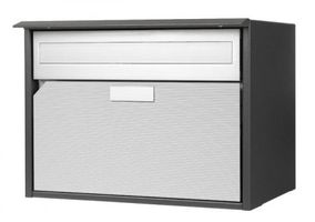Briefkasten Alu 400 HUBER, dunkelgrau - BxHxT 415x310x292, Front wellig Alu