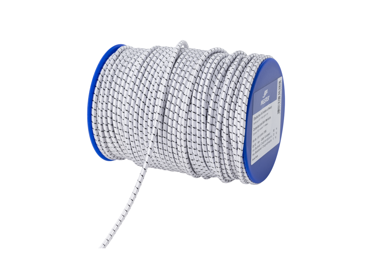 Elast. Seil 3.5mm/50m weiss-schwarz - Spule à 50m