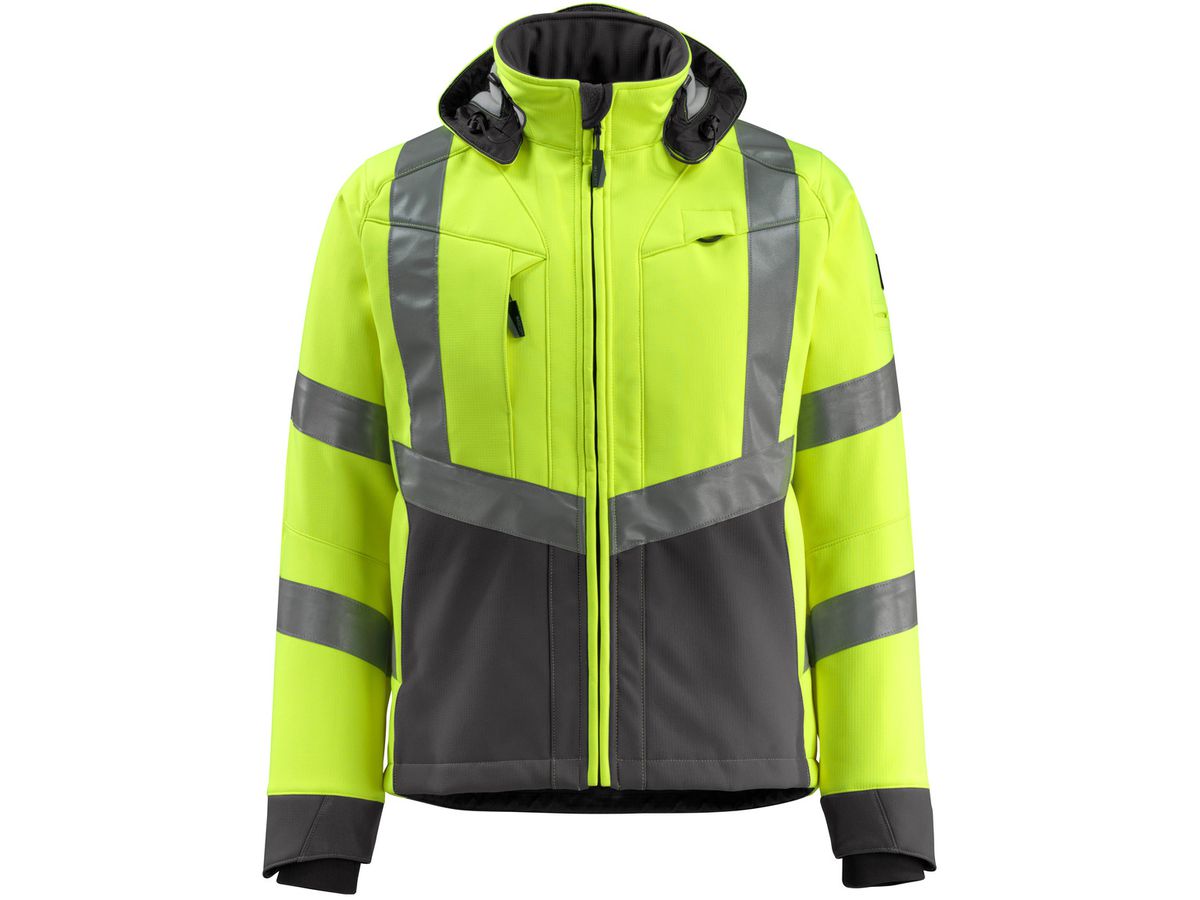 Soft-Shell Jacke Blackpool, Gr. 4XL - hi-vis gelb/dunkelanthrazit, 100% PES