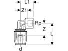 PushFit Übergangangsbogen - mit Innengewinde