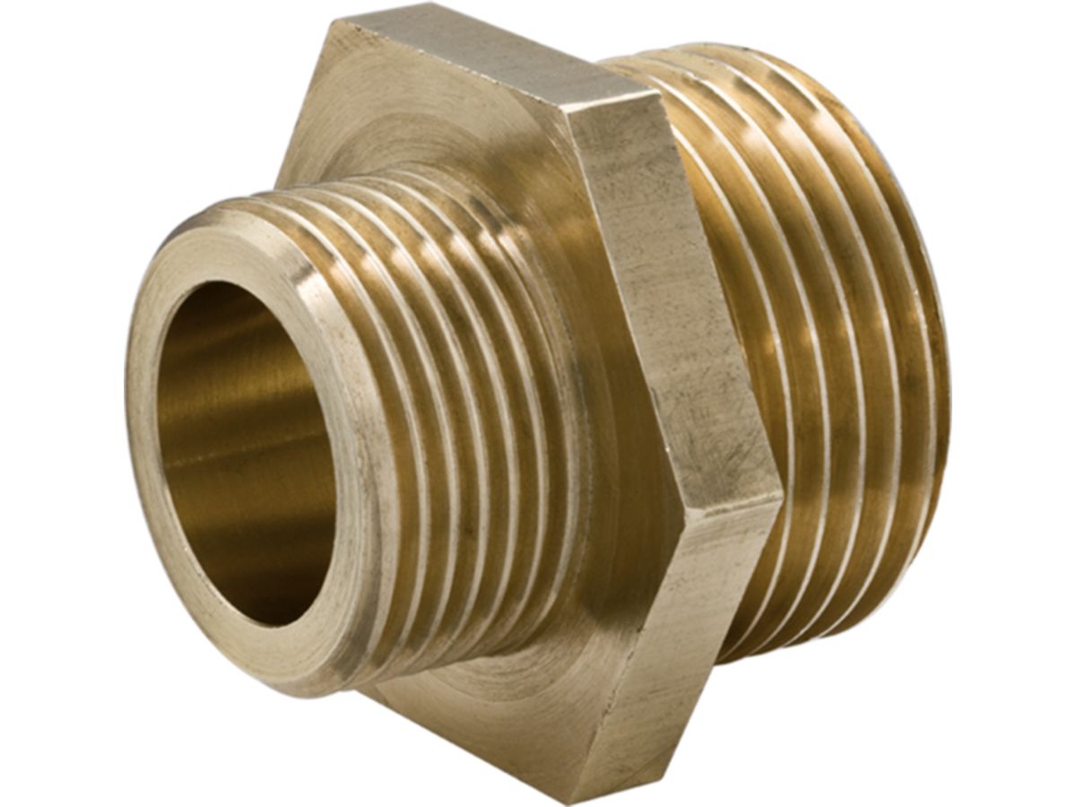 Doppelnippel reduziert 3/4" x 3/8" - flachdichtend Messing