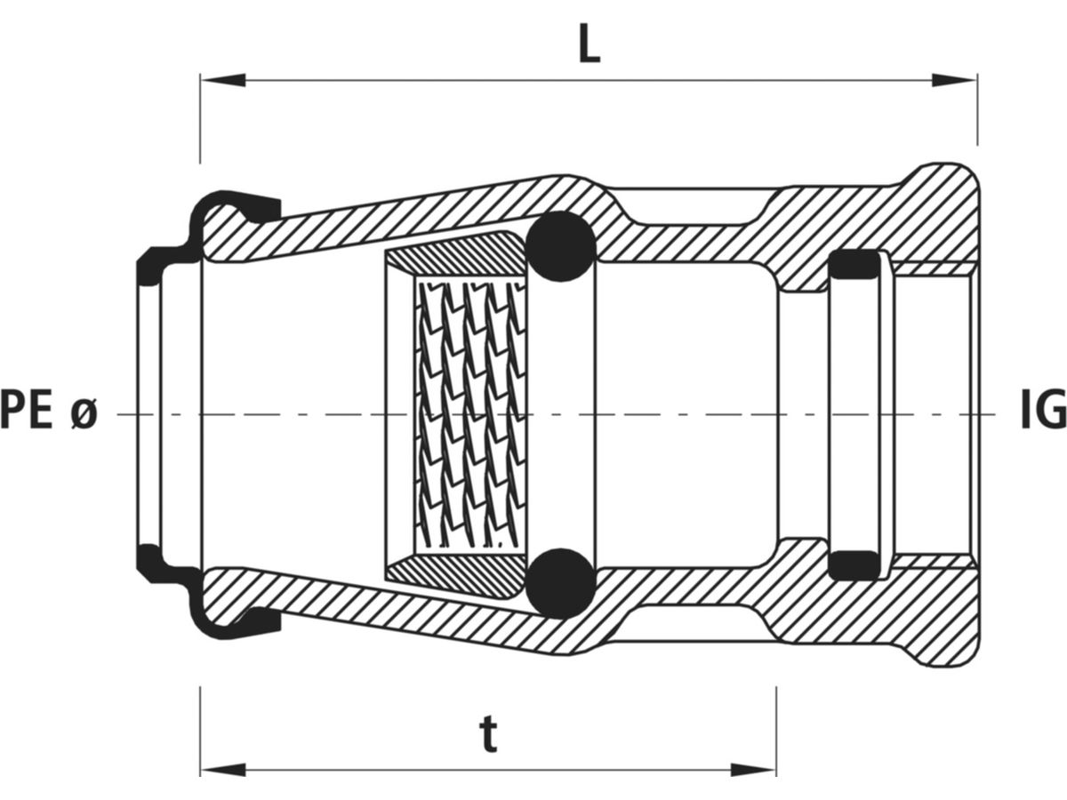 Steckfitting Hawle mit Innengewinde - reduziert