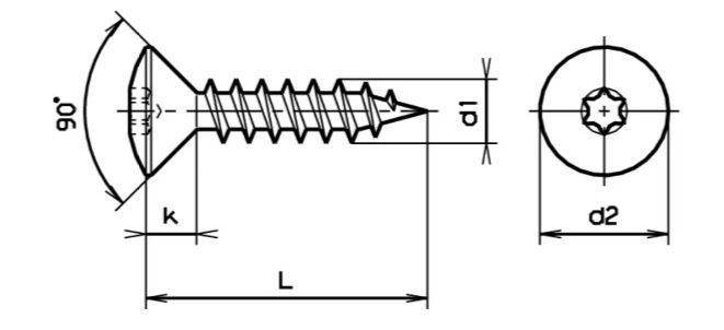 Linsensenk-Spanplattenschrauben Torx - Vermessingt, ohne Schaft