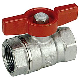 Kugelhahn mit rotem Flügelgriff IG-IG - Messing verchromt