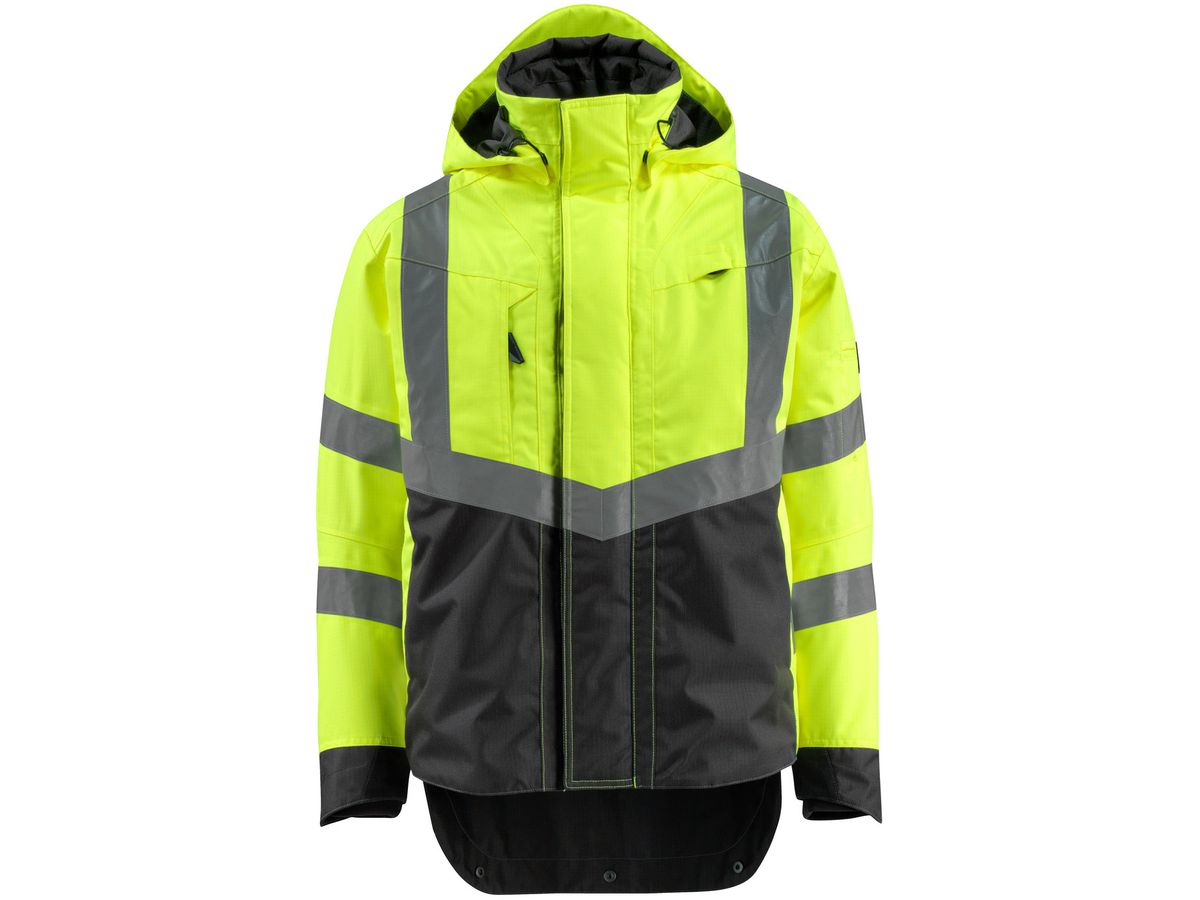 Regenjacke Harlow Gr. M, 210 g/m² - hi-vis-gelb/schwarz, 100% Polyester