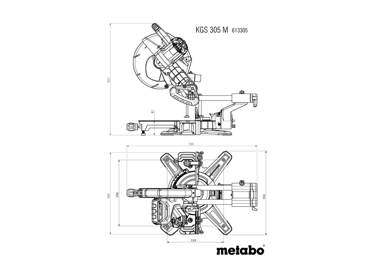 Kapp-und Gehrungssäge Metabo KGS 305M - 90/45°, 1.35kW, Schn.tief.120/80 mm