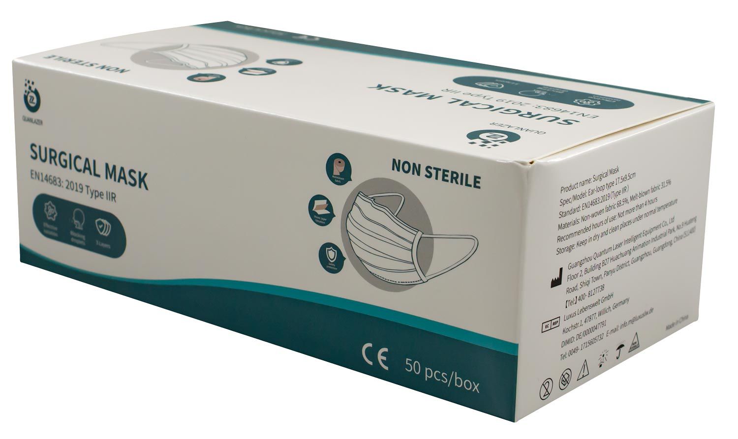 Hygienemaske 3-lagig EN14683 Typ IIR - Box à 50 Stk.