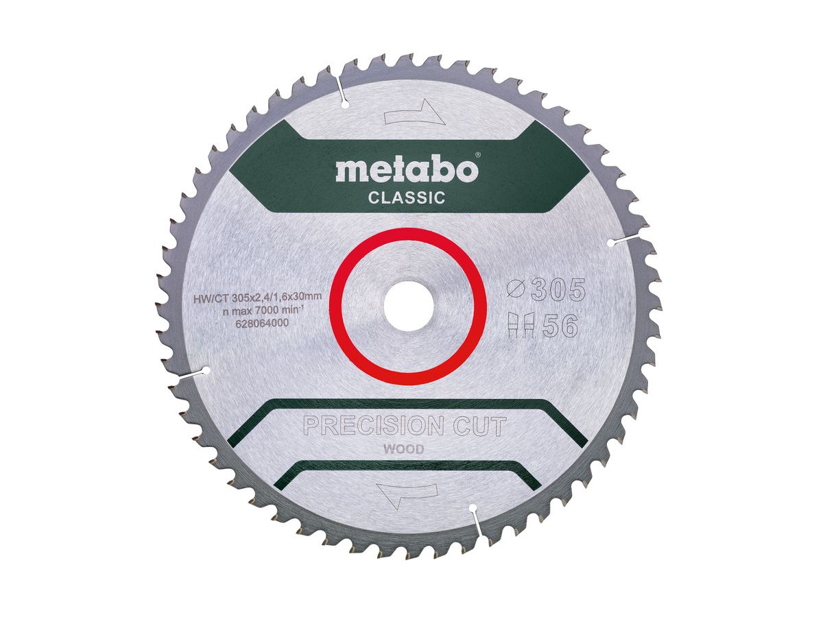 Kreissägeblatt METABO 305x30 Z56 WZ5°neg - PrecisionCut Wood-Classic