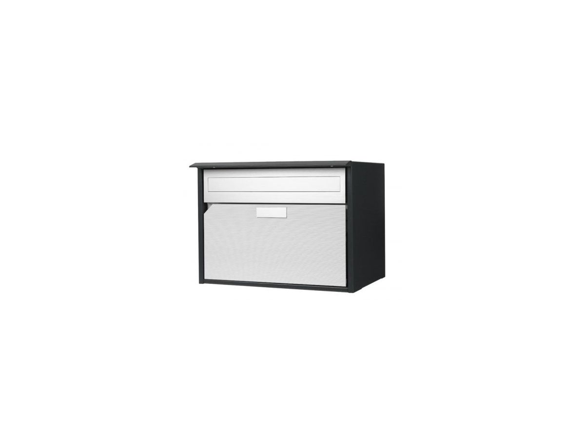 Briefkasten Alu 400 HUBER ,anthrazit - BxHxT 415x310x292, Front wellig Alu