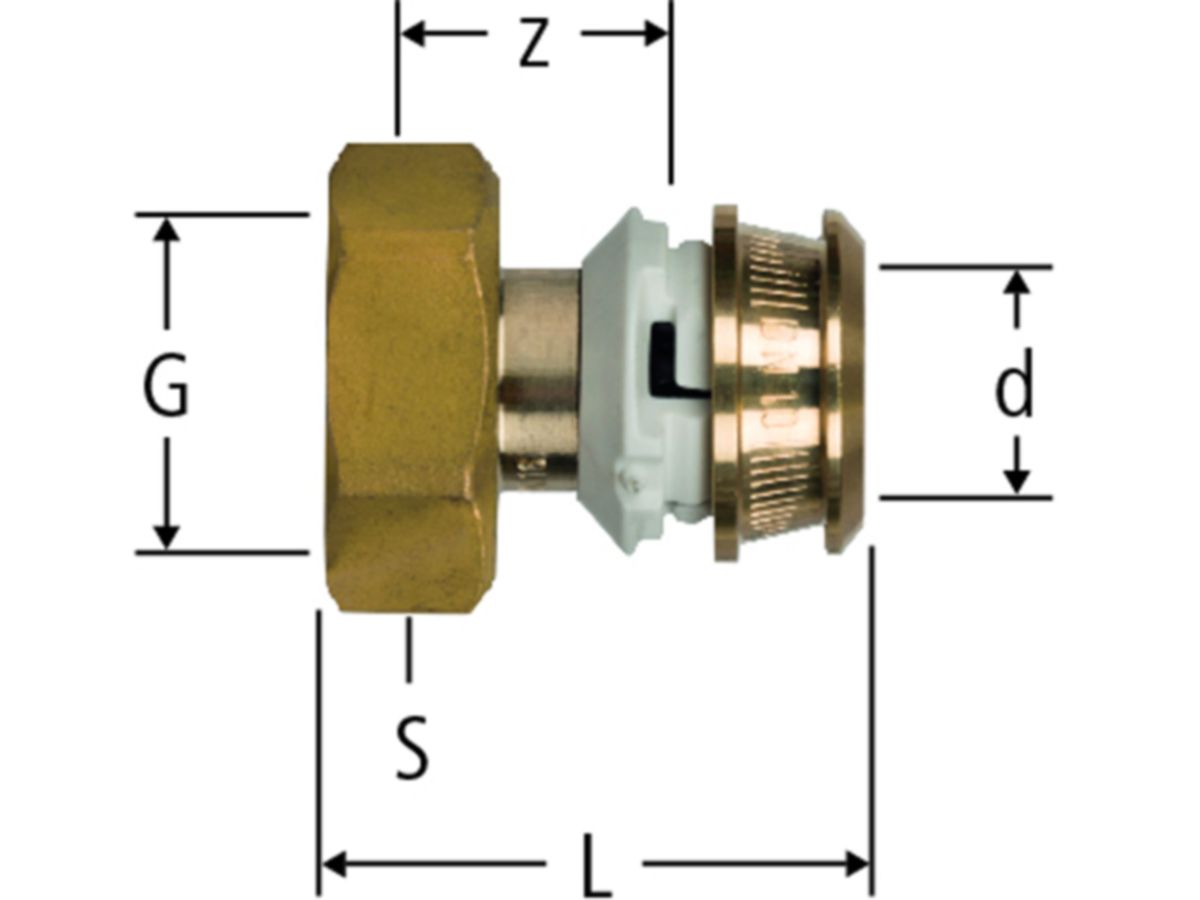 Verteileranschluss Optiflex-Flowpress - PN 10, für 1-LU-Rohre, Rotguss, Kunstst.