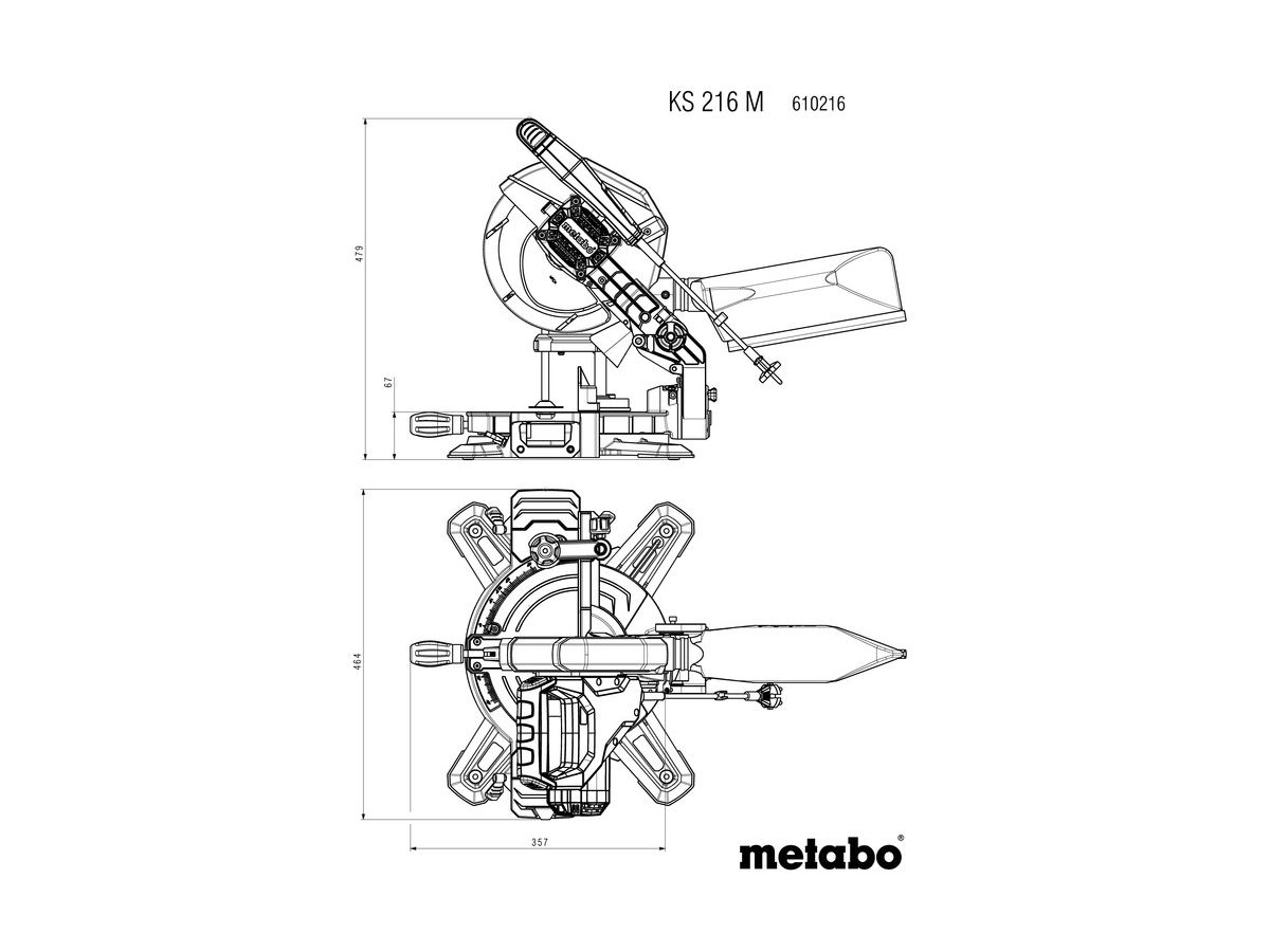 Kapp-und Gehrungssäge Metabo KS 216M - 90/45°, 1.35kW, Schn.tief.120/80 mm
