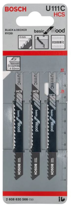 Stichsägeblatt HCS Bosch U 111 C - 3er-Pack