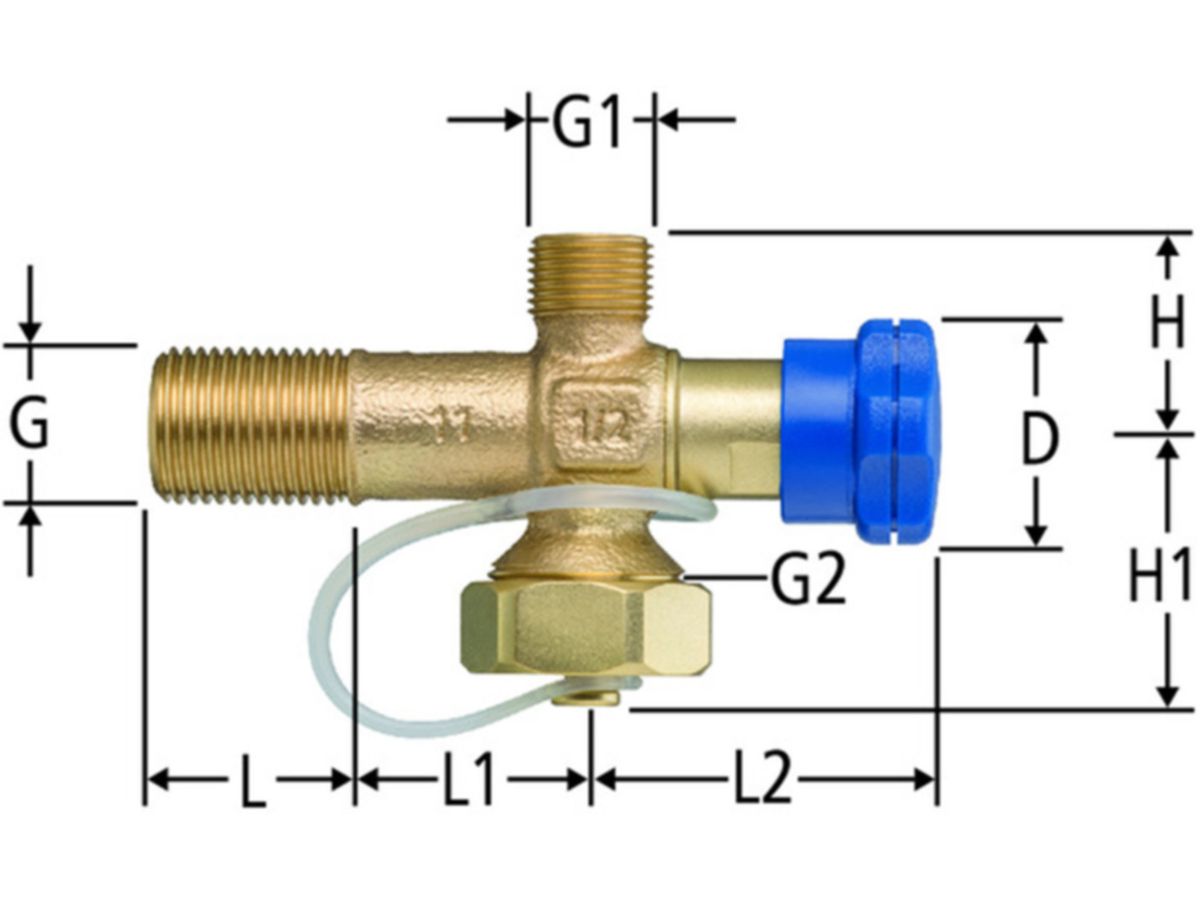 Doppelventil PN 16 Nussbaum - für Wasser bis 90 °C Nr.39061