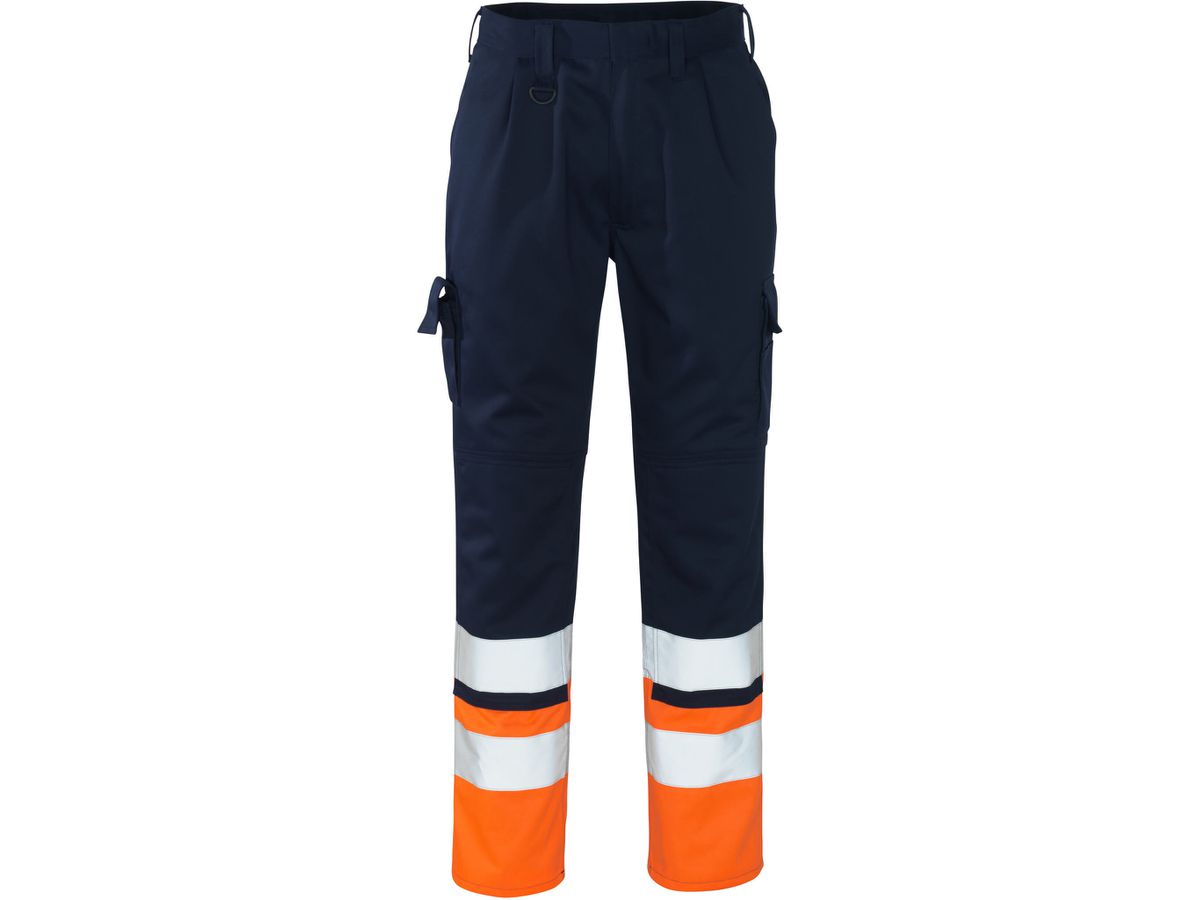 Hose mit Knietaschen, Gr. 90C60 - marine/hi-vis orange, 65% PES / 35% CO