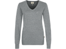 Damen-V-Pullover Prem-Cott. XL grau mel. - 100% Baumwolle