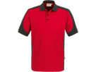 Poloshirt Contrast Perf. L rot/anthrazit - 50% Baumwolle, 50% Polyester