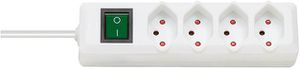 Steckdosenleiste mit Schalter 4-fach - weiss T13