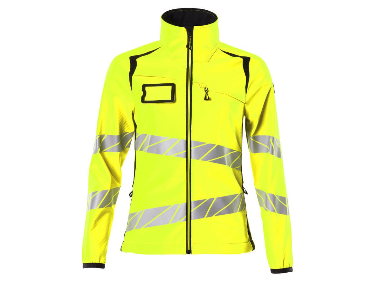 Soft Shell Jacke, Damenpassform, Gr. 4XL - hi-vis gelb/schwarzblau, 100% PES