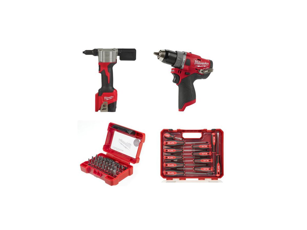 Akku-Spengler SET Milwaukee - M12BPRT-201X & M12FPD-602X + Zubehör