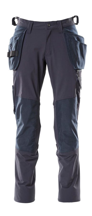 Hose mit Knie- & Hängetaschen Gr. 90C58 - schwarzblau, 93% NY/7% EL, 250 g/m2