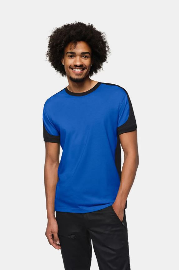 T-Shirt Contrast Mikralinar Gr. L - royalblau/schwarz