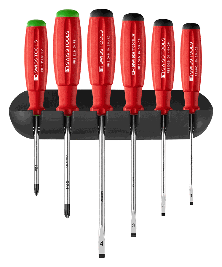 Schraubenzieherset PB 8245 CBB - SwissGrip 4 Schrauben und 2 Kreuzschr.