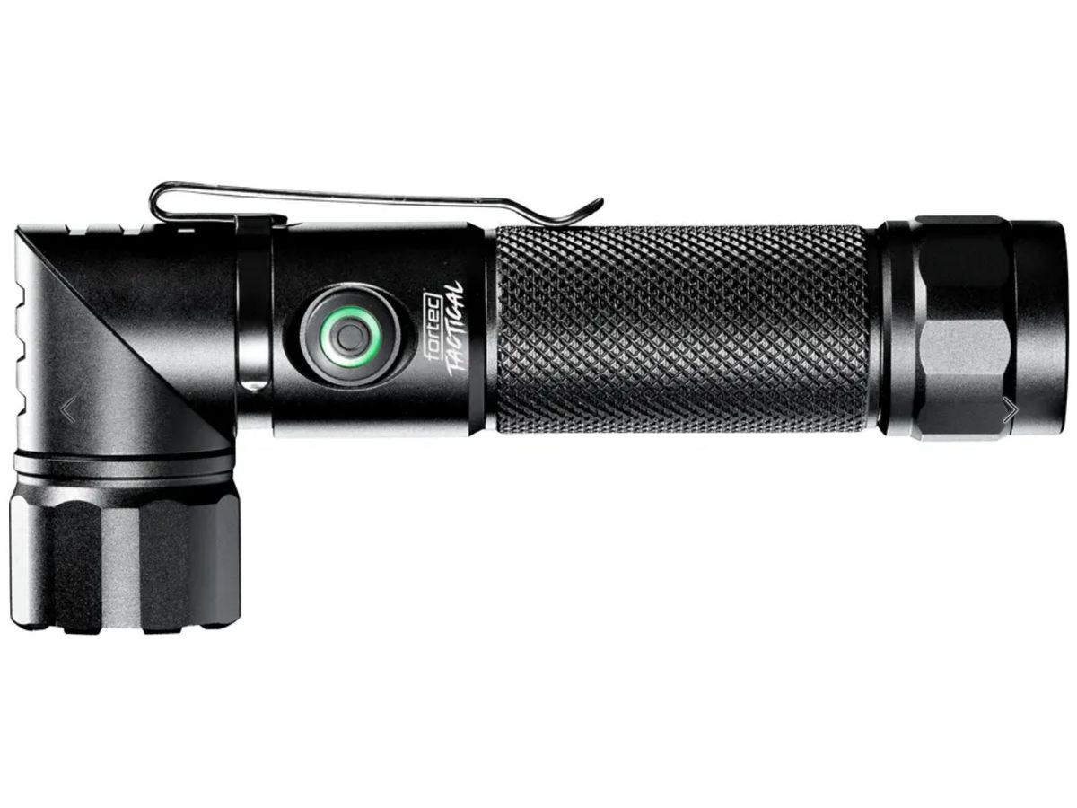 Taschenlampe FORTEC TACTICAL 90° 1000lm - Akku, 14 Std. 180 m, 3.7V 2.6Ah Li-Ion