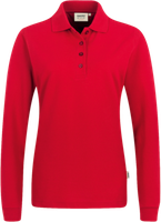 Damen-Longsleeve-Poloshirt Perf. 2XL rot - 50% Baumwolle, 50% Polyester, 220 g/m²