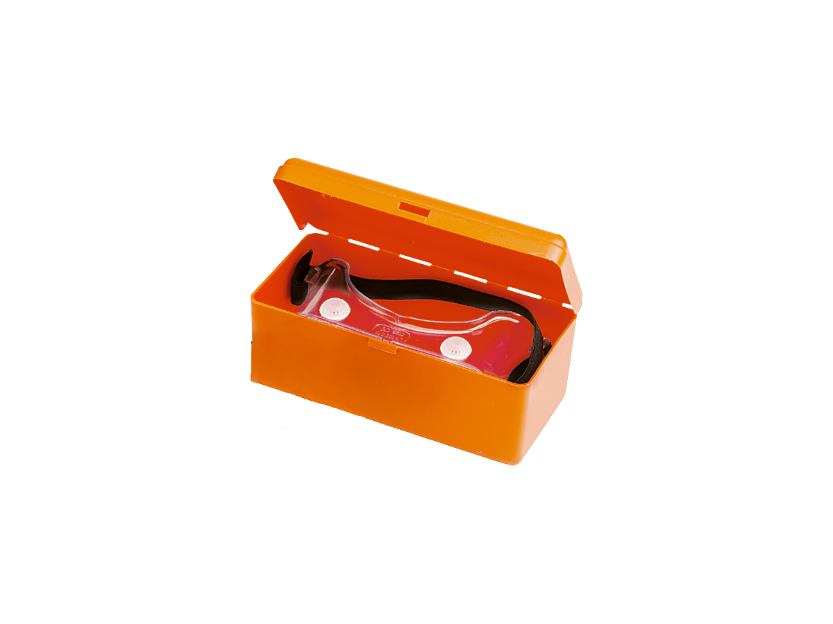Brillenbox Orangefarben Schnappverschl. - Egger + Co. AG