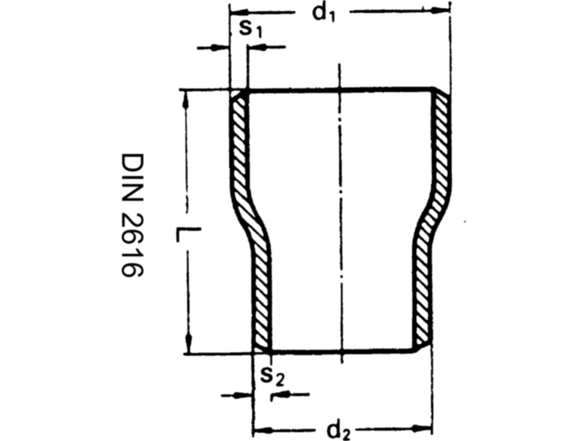Schweissreduktion  48.3 x  26.9 mm - konzentrisch nahtlos EN10253-2 P235GH