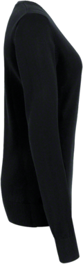 Damen-V-Pullover Prem.-Cotton S schwarz - 100% Baumwolle