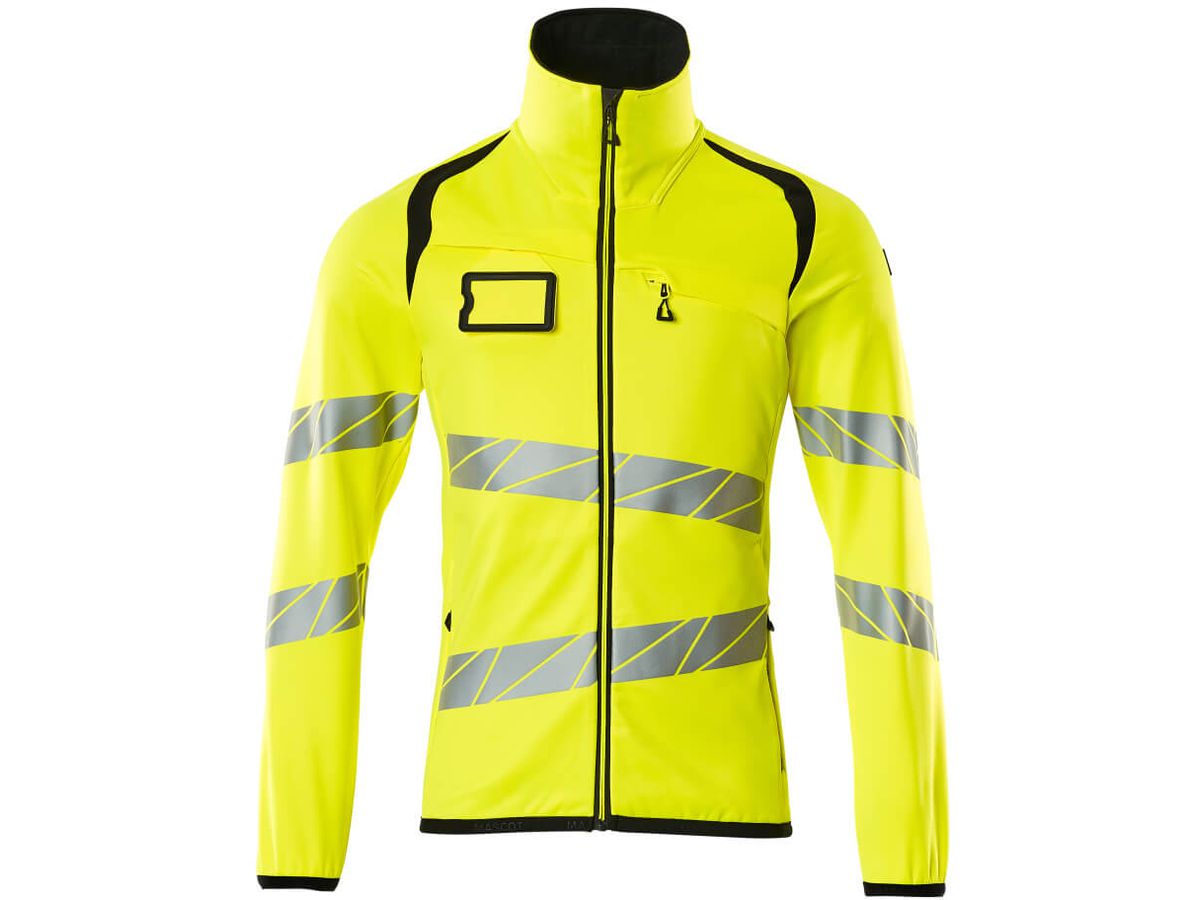 Fleecepullover mit Reissverschl. Gr. M - hi-vis gelb/schwarz