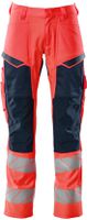 Hose mit Knietaschen, Gr. 90C46 - hi-vis rot/schwarzblau