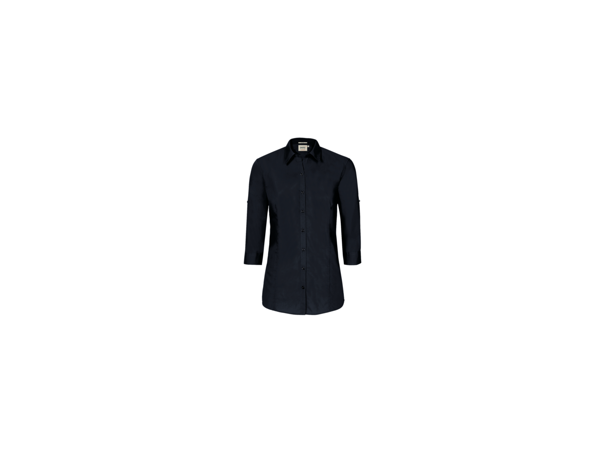 Bluse Vario-¾-Arm Perf. Gr. L, schwarz - 50% Baumwolle, 50% Polyester