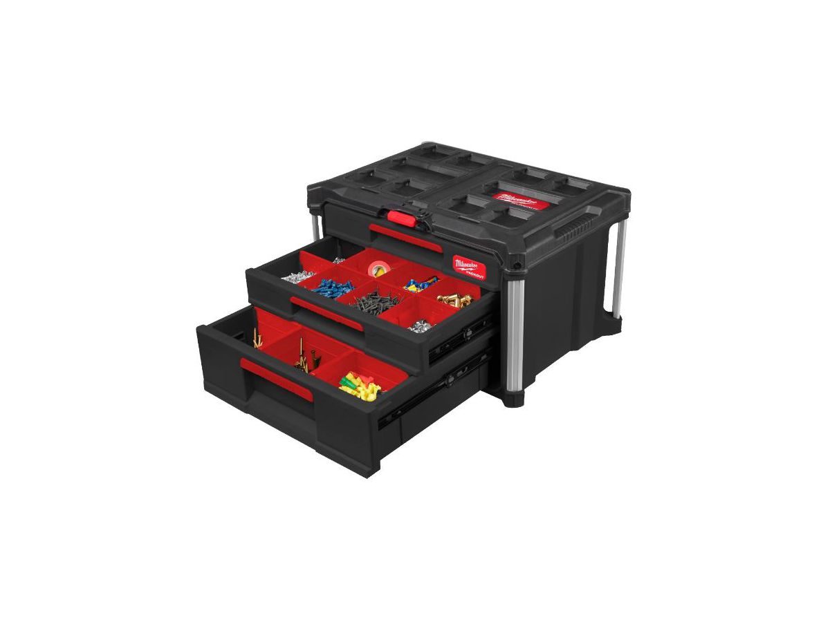 PACKOUT Koffer mit 2+1 Schubladen - Milwaukee, 560 x 410 x 360 mm