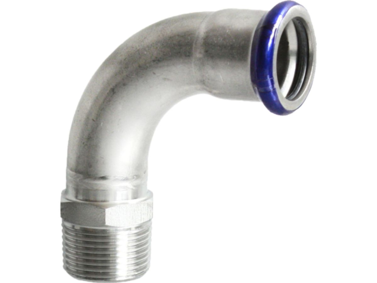 Eurotubi Übergangsbogen 90° mit AG Inox