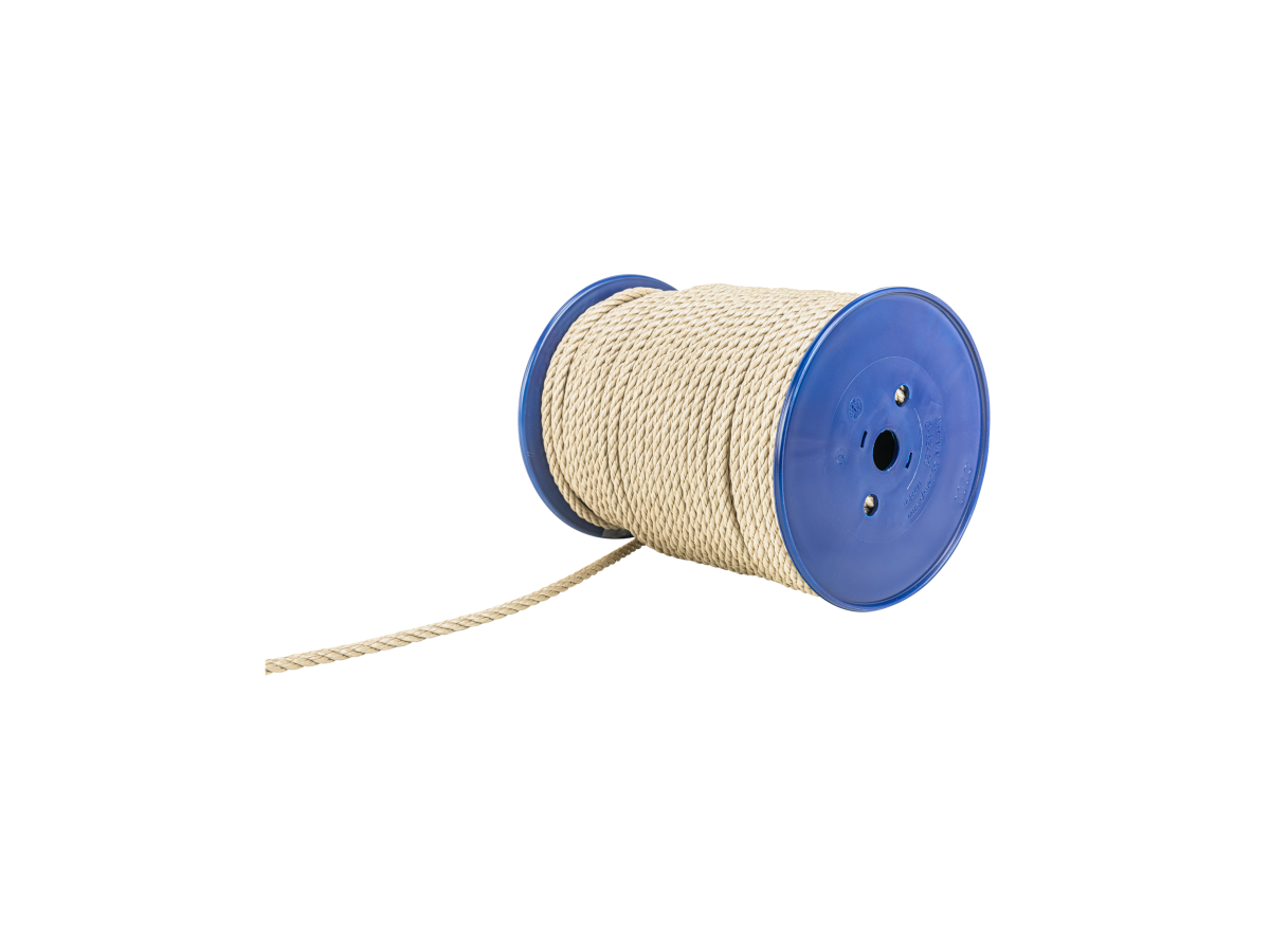 PP-Seil 3-litzig gedreht 8mm/100m beige - Spule à 100m
