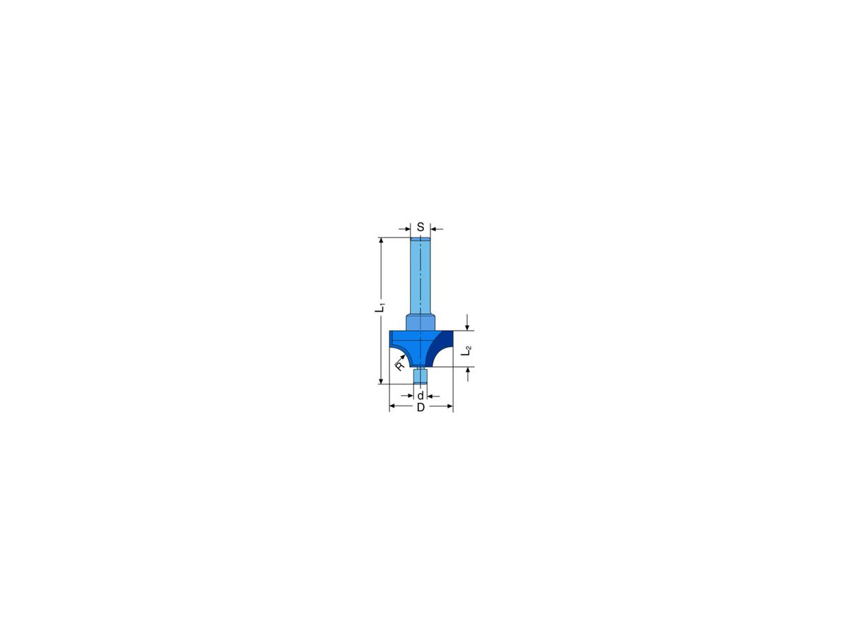 HS Viertelstalfräser mit Anlaufzapfen - 21.6mm/R6.3mm/6.35mm   Nr. 22 758