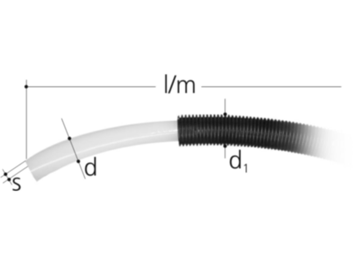 Sanipex Rohr weiss 16 mm (DN 12 mm) - 50 m / Rol. Schutzrohr Ø 25 mm