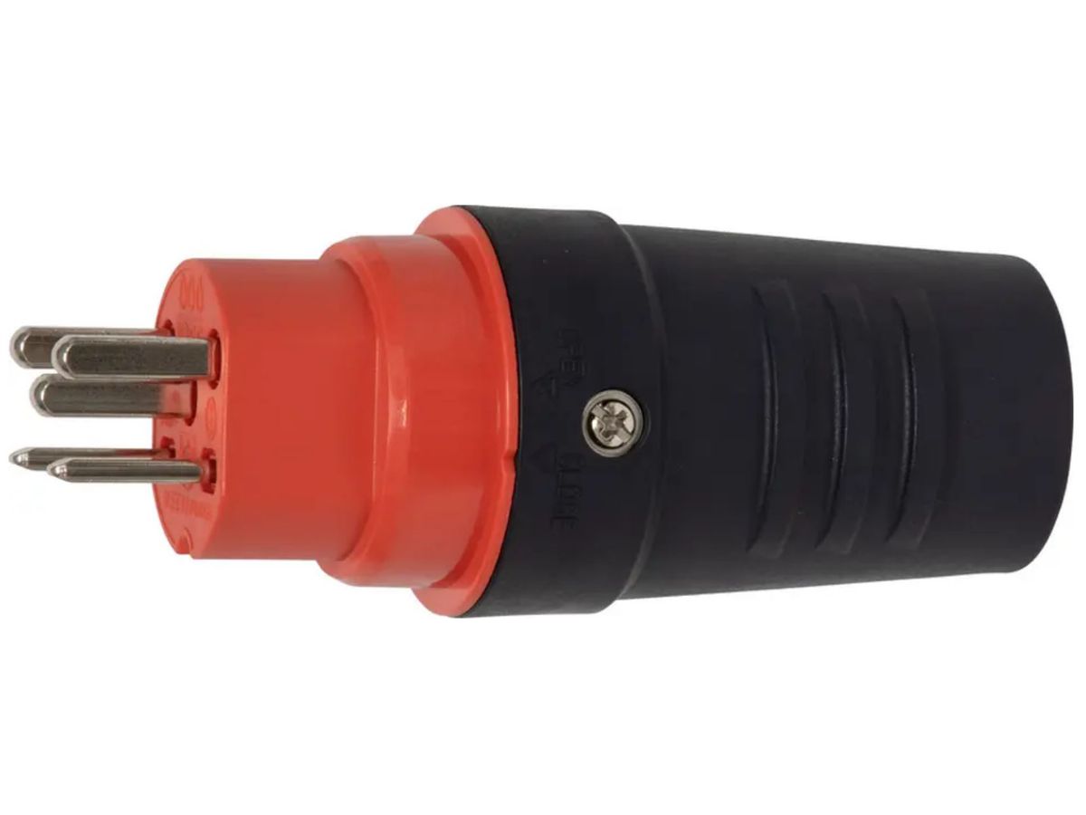 Stecker CH T25, 230/400V/16A, IP55 - rot/schwarz